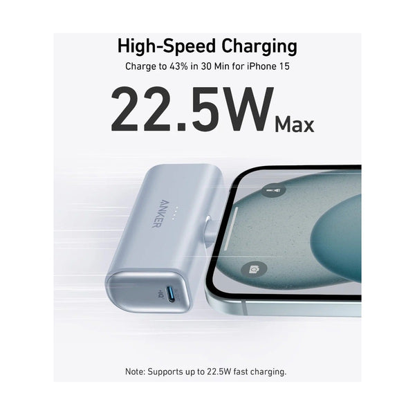 Anker - Nano Power Bank (5K - 22.5W ) Built-In Usb-C Connector Blue