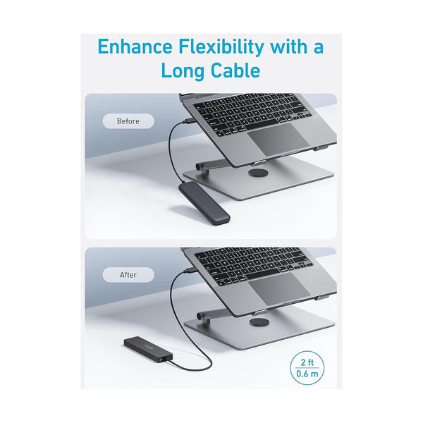 Anker - Usb C Hub 4 Ports, Multiple Usb 3.0 Hub With 5Gbps Data Transfer, Extender For Type C