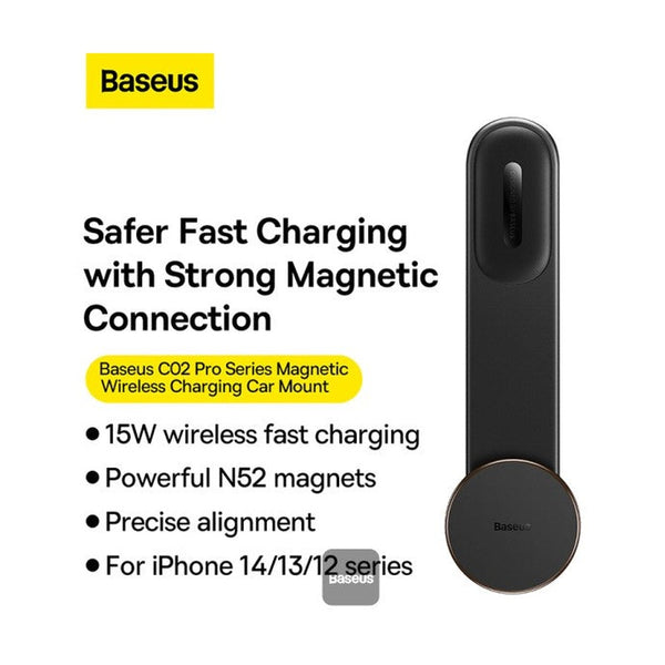 Baseus C02 Pro Series Magnetic Wireless Charging Car Mount Cluster Black