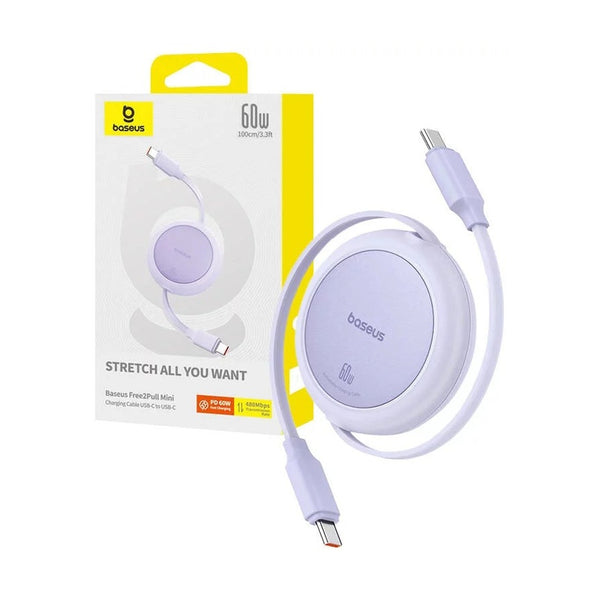 Baseus Free2Pull Mini Charging Cable Usb-C To Usb- C 60W 1M Nebula Purple