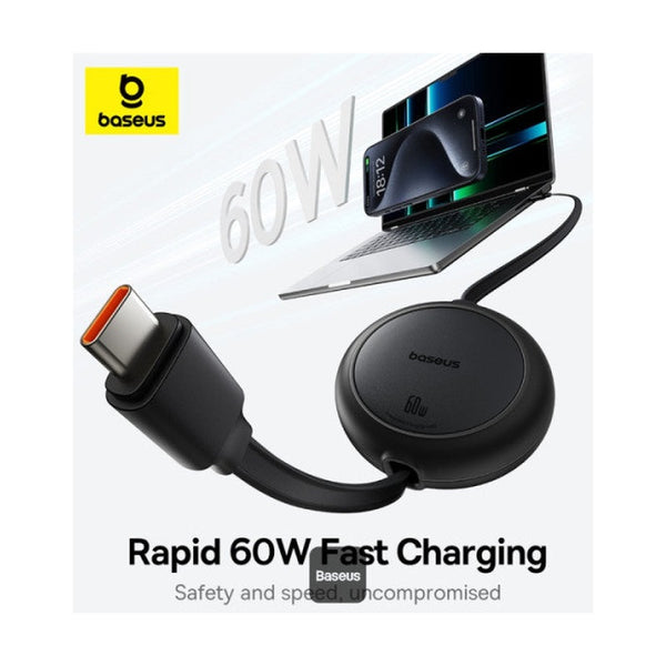 Baseus Free2Pull Mini Charging Cable Usb-C To Usb-C 60W 1M Cluster Black