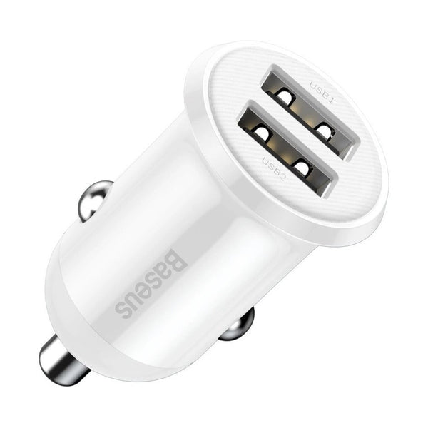 Baseus Grain Pro Car Charger (Dual Usb 4.8A ) White