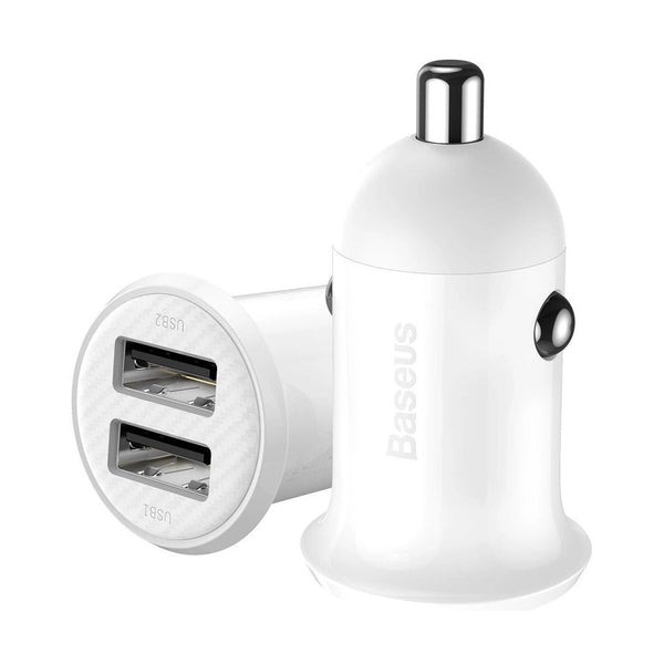 Baseus Grain Pro Car Charger (Dual Usb 4.8A ) White