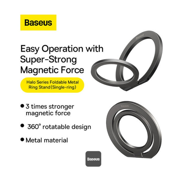 Baseus Halo Series Foldable Metal Ring Stand(Single-Ring)Grey