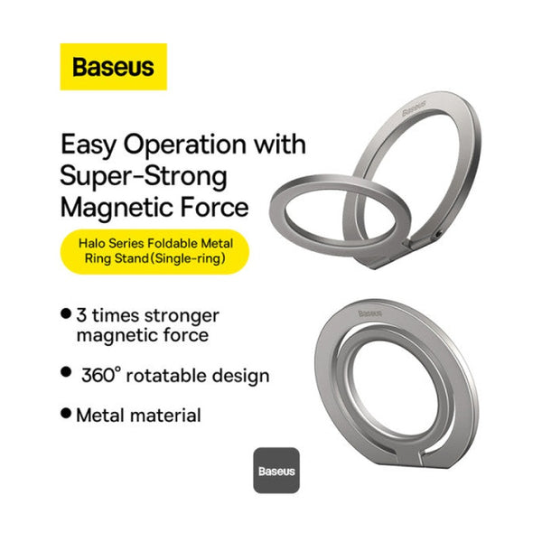 Baseus Halo Series Foldable Metal Ring Stand(Single-Ring)Silver