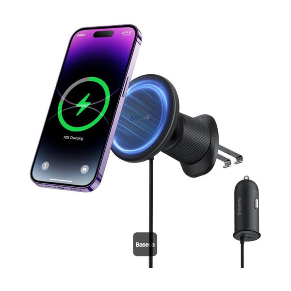 Baseus Magnetic Wireless Charging Car Mount 40W (Wireless Charging 15W+Tpye-C 25W) Cluster Black