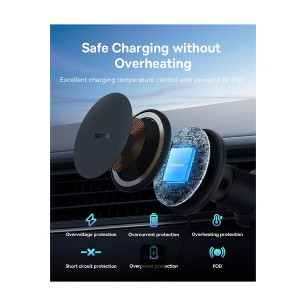 Baseus Magnetic Wireless Charging Car Mount 40W (Wireless Charging 15W+Tpye-C 25W) Cluster Black