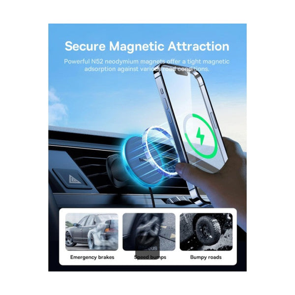 Baseus Magnetic Wireless Charging Car Mount 40W (Wireless Charging 15W+Tpye-C 25W) Cluster Black