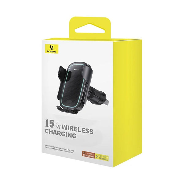 Baseus Milky Way Pro Series Wireless Charging Electric Car Mount Phone Holder 15W Cluster Black