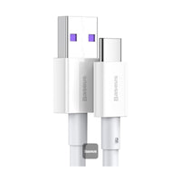 Baseus Superior Series كابل بيانات شحن سريع USB إلى Type-C بقوة 66 واط 1 متر أبيض