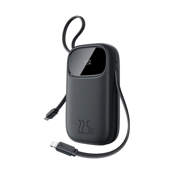 Baseus - Os-Baseus Enerfill Fc31 Digital Display Power Bank With 2 Built-In Cables 10000Mah 22.5W Cosmic Black