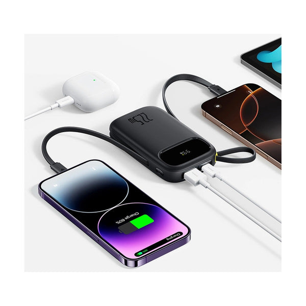 Baseus - Os-Baseus Enerfill Fc31 Digital Display Power Bank With 2 Built-In Cables 10000Mah 22.5W Cosmic Black