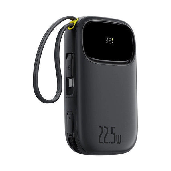 Baseus - Os-Baseus Enerfill Fc31 Digital Display Power Bank With 2 Built-In Cables 10000Mah 22.5W Cosmic Black