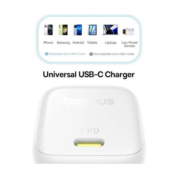Baseus - Os-Baseus Picogo Gan Fast Charger 1C 45W Eu Moon White