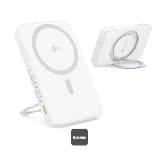 Baseus - Os-Baseus Picogo Qi2 Magnetic Power Bank With Rotatable Stand 5000Mah 20W Moon White