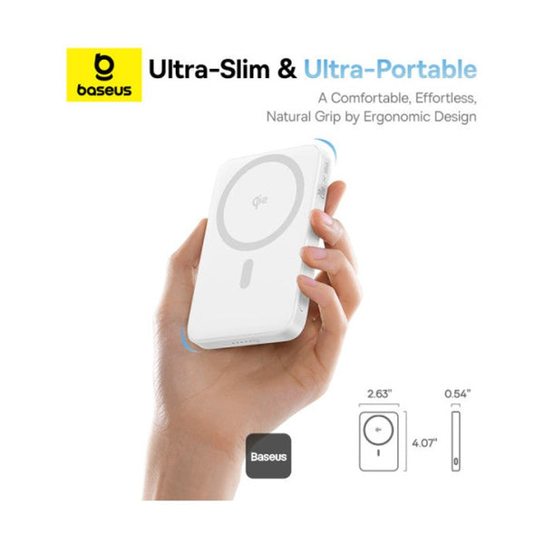 Baseus - Os-Baseus Picogo Qi2 Magnetic Power Bank With Rotatable Stand 5000Mah 20W Moon White