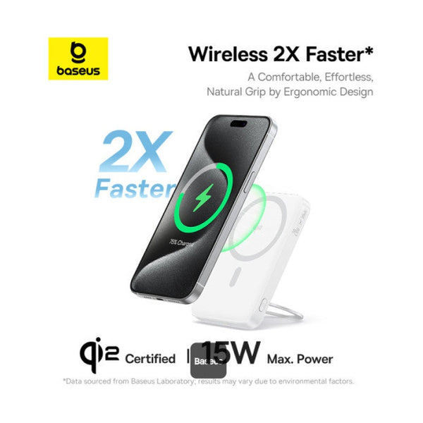 Baseus - Os-Baseus Picogo Qi2 Magnetic Power Bank With Rotatable Stand 5000Mah 20W Moon White