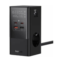 Baseus - Os-Baseus Powercombo Tower Digital Powerstrip 3Ac+2U+2C 35W With 1.5M Power Cord Eu Cluster Black