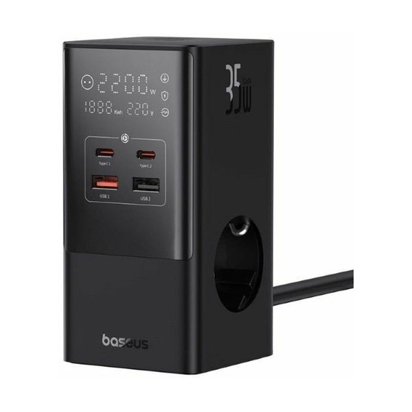 Baseus - Os-Baseus Powercombo Tower Digital Powerstrip 3Ac+2U+2C 35W With 1.5M Power Cord Eu Cluster Black