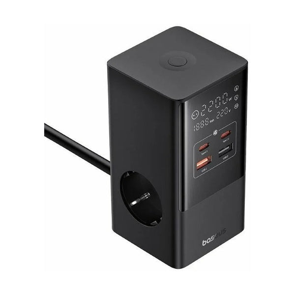Baseus - Os-Baseus Powercombo Tower Digital Powerstrip 3Ac+2U+2C 35W With 1.5M Power Cord Eu Cluster Black