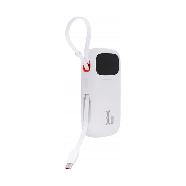 Baseus - Os-Baseus Qpow 2 Digital Display Fast-Charging Power Bank With 2 Built-In Type-C Cable 10000Mah 30W Moon White