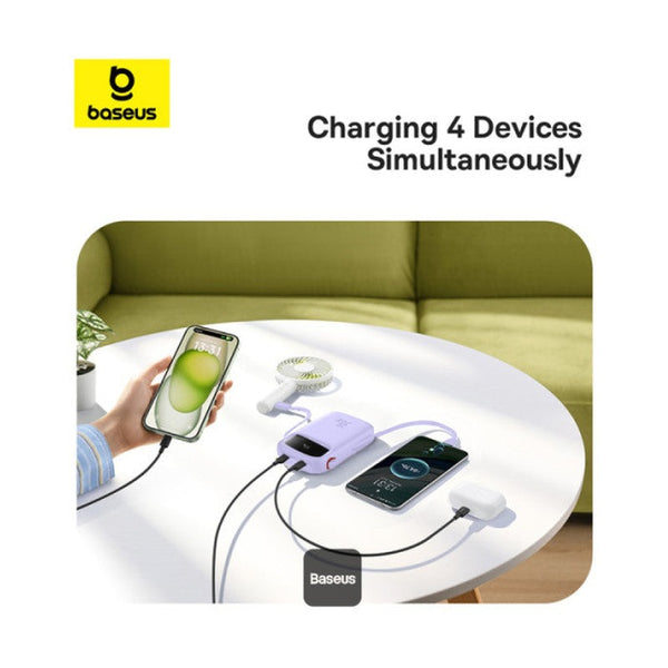 Baseus - Os-Baseus Qpow 2 Digital Display Fast-Charging Power Bank With 2 Built-In Type-C Cable 10000Mah 30W Nebula Purple