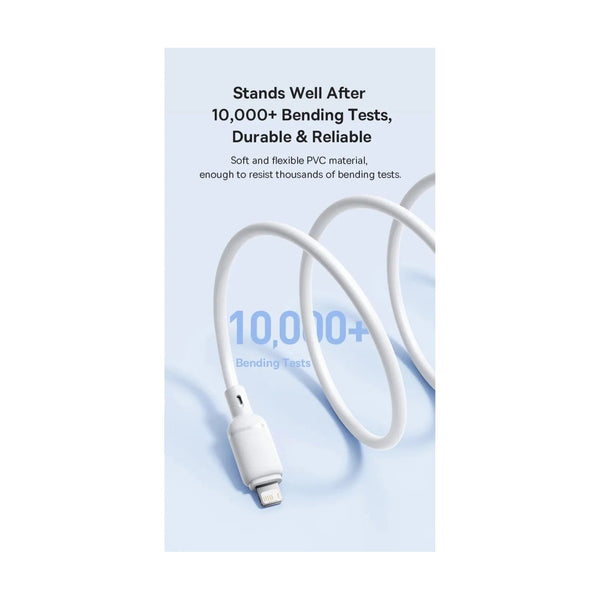 Baseus - Os-Baseus Silky Series Fast Charging Cable Usb To Ip 2.4A 1M Moon White