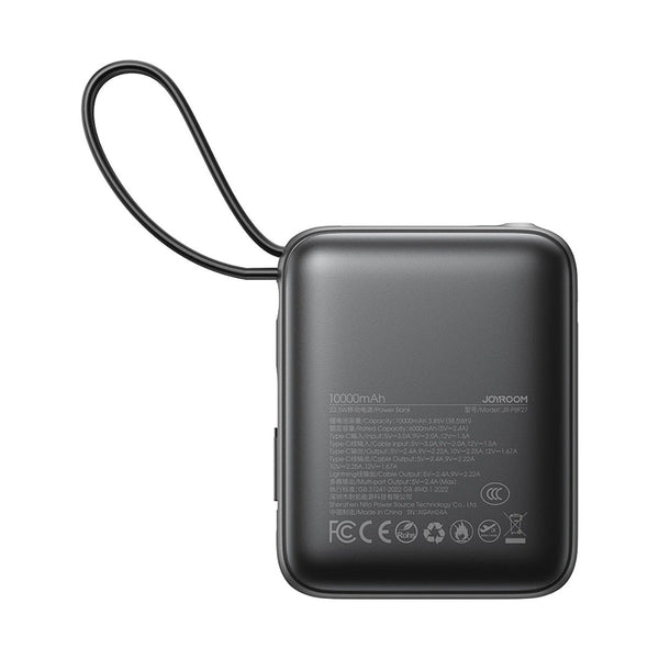 Joyroom JR-PBF27 22.5W mini Power Bank with Dual Cables (lightning &typec) 10000mAh -Black