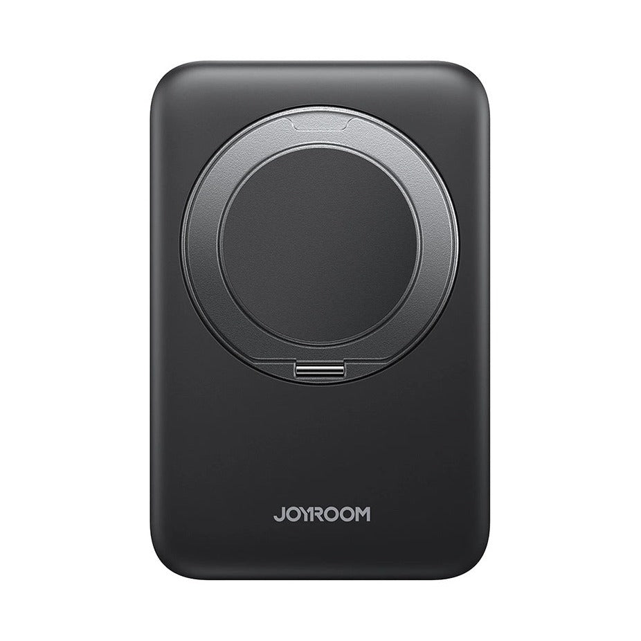 Joyroom JR-PBM12 22.5W باور بانك لاسلكي مغناطيسي مع حامل حلقي 10000mAh - مع كابل تايب سي إلى تايب سي 60 واط بطول 0.25 متر - أسود