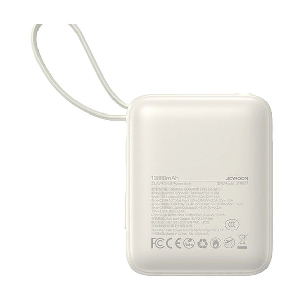 Joyroom - 10000Mah 22.5W Powerbank With Built-In Usb-C And Lightning Cables - White
