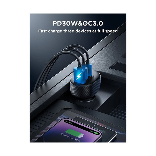 Joyroom JR-CCD04 30W 2PD+1QC Digital Display Car Charger