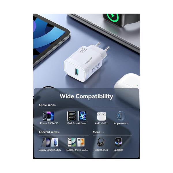 Joyroom Wall Charger with Cable USB to Type-C, 18Watts, White