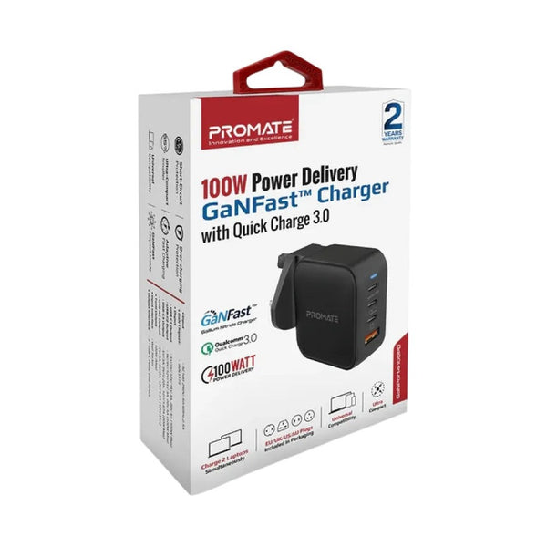 Promate Ganport4-100Pd.Black, Charger