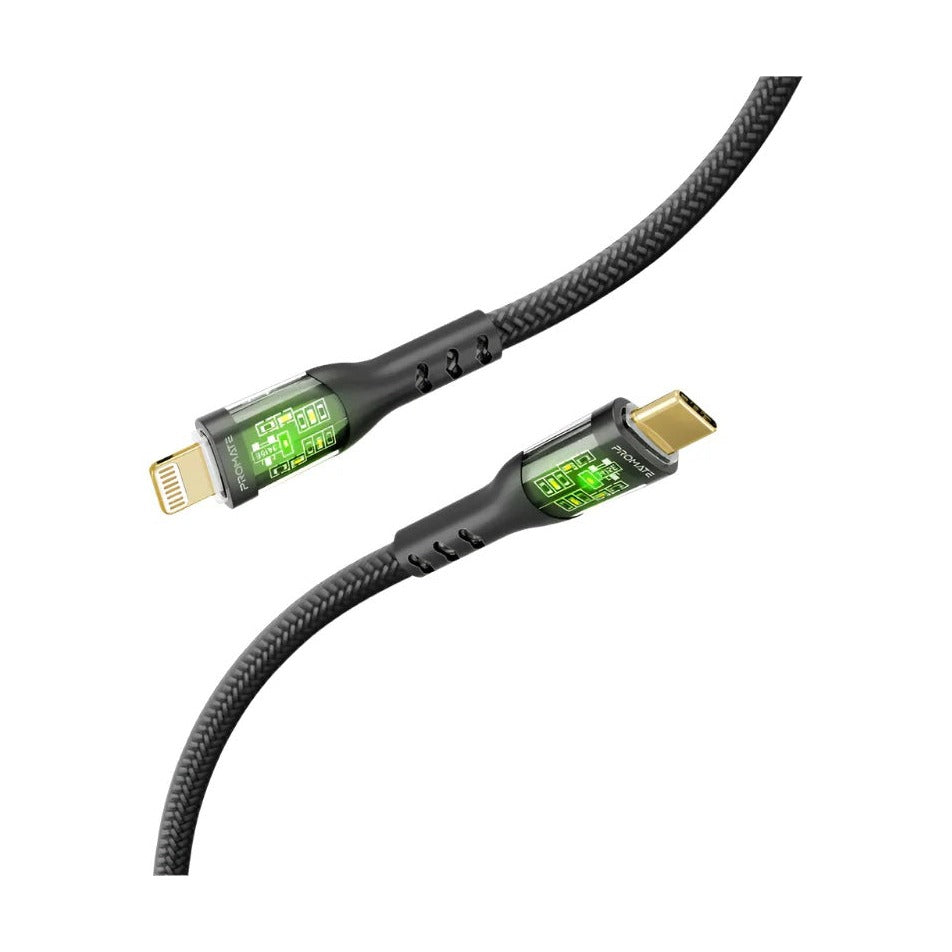 كابل USB-C من بروميت Transline-Ci، لون أسود، غطاء موصل شفاف