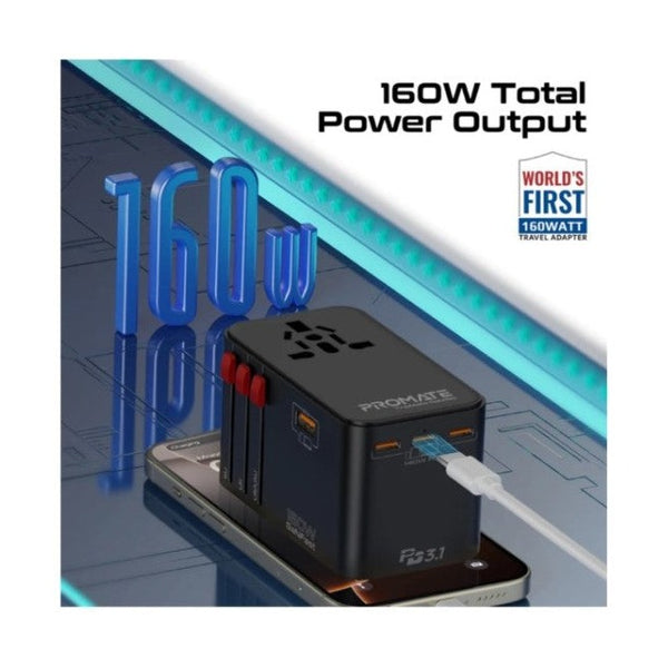 Promate Tripmate-Gan160 , Travel Adapter