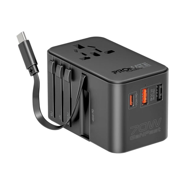 Promate Tripmate-Gan70R, Travel Adapter