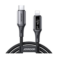 كابل جوي روم S-A60 StarTalk بمنفذ USB-C إلى Lightning بقوة 30 واط، بطول 1.2 متر، لون أسود - مغطى بجديلة قماشية