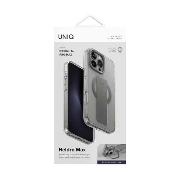UNIQ HYBRID IPHONE 16 PRO (2024) 6.9 HELDRO MAX MAGCLICK WITH CAMERA STAND - LUCENT (CLEAR)