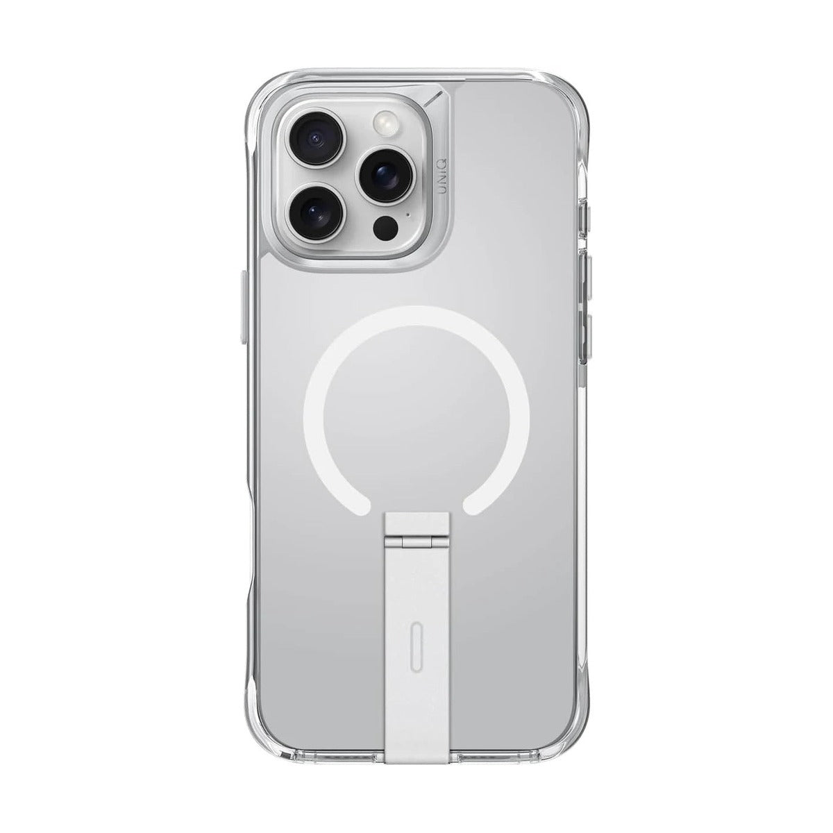 جراب UNIQ Eleva لهاتف iPhone 16 Pro 6.9، شفاف من سلسلة Lucent، مع مسند MagClick