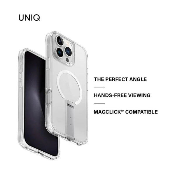 UNIQ HYBRID IPHONE 16 PRO (2024) 6.9 MAGCLICK CHARGING ELEVA WITH VERTICAL STAND - LUCENT (CLEAR)