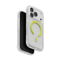 UNIQ HYBRID IPHONE 17 PRO MAGCLICK CHARGING COMBAT ACTIVE - FROST CLEAR / LUME-LIME