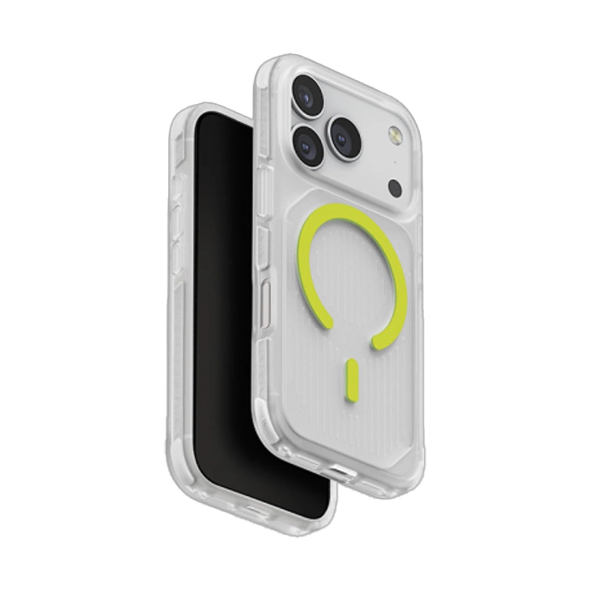 UNIQ HYBRID IPHONE 17 PRO MAX MAGCLICK CHARGING COMBAT ACTIVE - FROST CLEAR / LUME-LIME