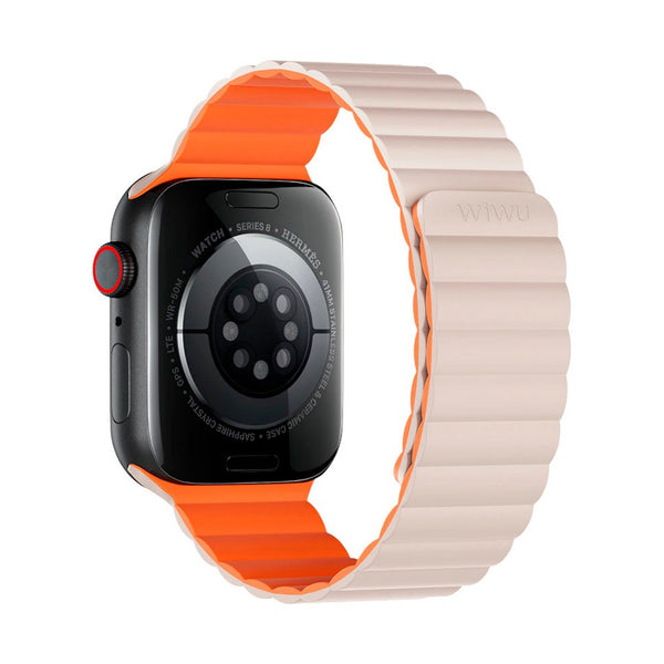 Wiwu - 42/44/45/49 Magnetic Silicone Watch Band Wi-Wb001 Starlight+Orange