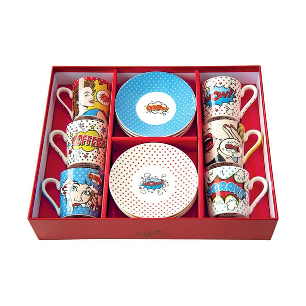 Easy Life Pop Art 12Pc Coff.Cup&Saucer Set 100Ml W/Box