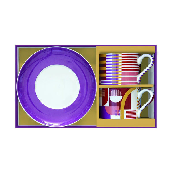 Easy Life Geometric Art 4Pc Cup&Saucer Set 240Ml W/Box