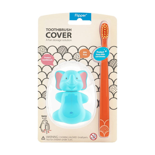 Flipper - Toothbrush Cover & Toothbrush Flp Fun Animal Combo Pack / Elephant