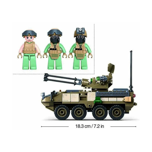 Sluban Army OEF Stryker ADS Air Defense Vehicle Brick Set, 320 Pieces, Ages 6+