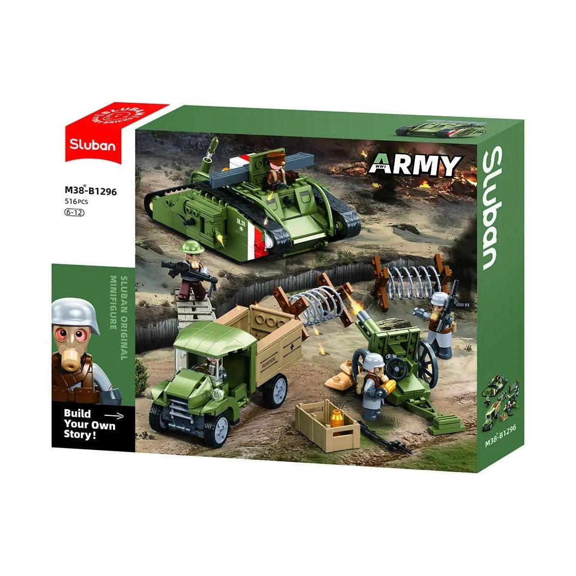 Sluban - Army Wwi - Mark Vs Tank Offensive Action 516Pcs