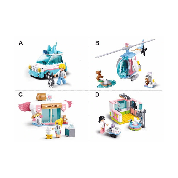 Sluban Metropolis Pet Minifigures 4 Types - City Brick Figure Pack