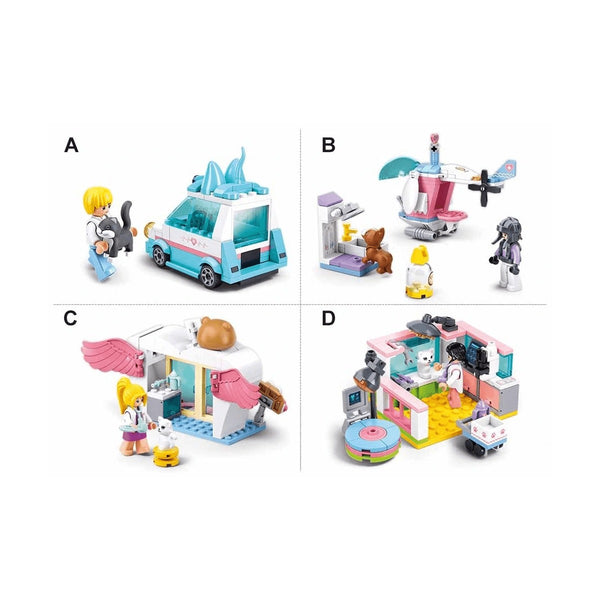 Sluban Metropolis Pet Minifigures 4 Types - City Brick Figure Pack